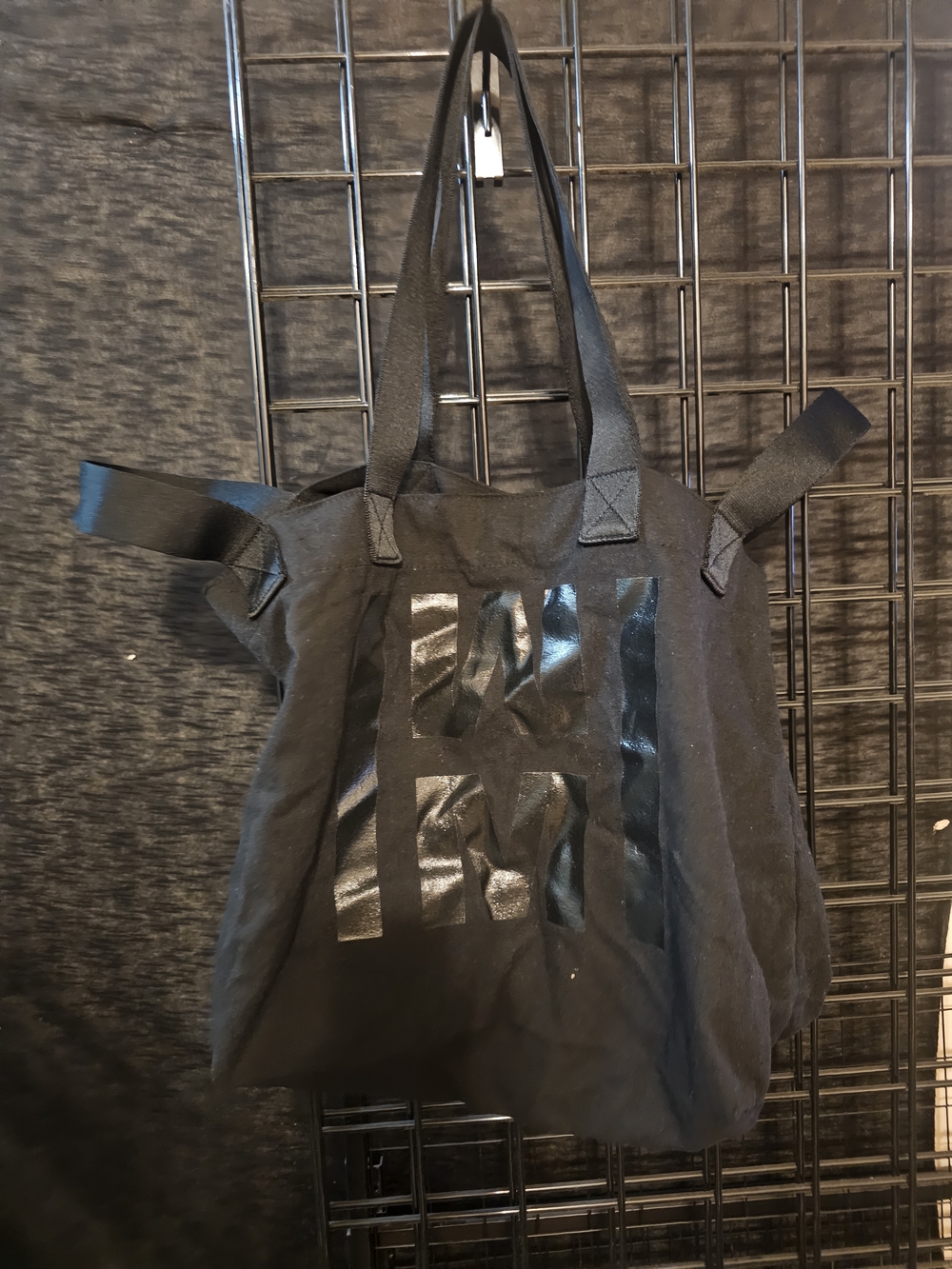 H&M Black Tote Bag with Glossy Block Logo